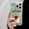Mint Green Splash Ink Coffee Holder iPhone11/11/11promax American 11 Apple 11 Feather Phone Case
