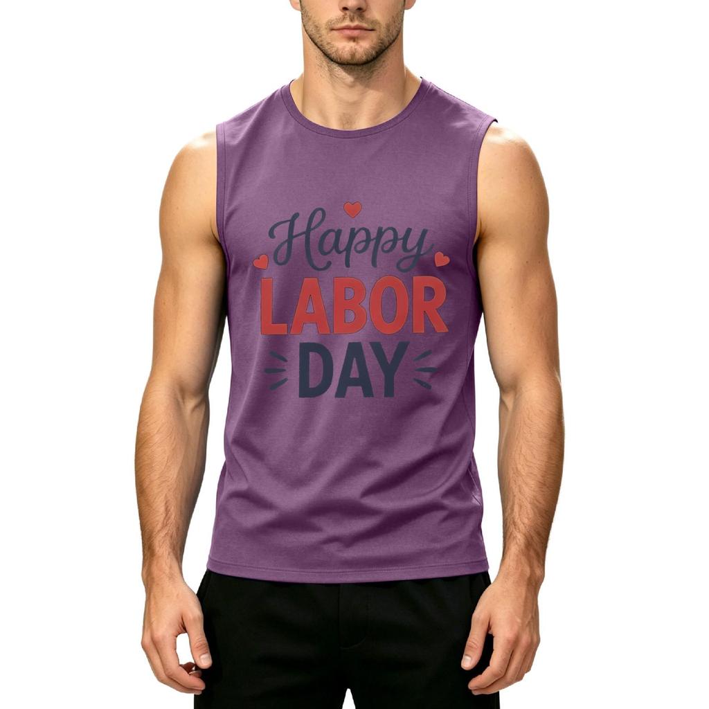 Men's Sleeveless Casual Tank Top Muscle Shirt Lightweight Printed Summer Workout Fitness Gym Tee