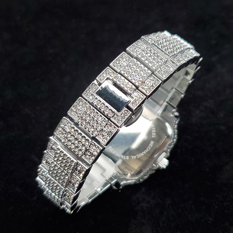 Luxury Diamond Watches for Women Fashion Silver Iced Out Square Wristwatch High Quality Bling Party Jewelry Clock Wedding Gift