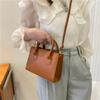 Popular textured small square bag, new popular retro handbag, simple solid color shoulder messenger women's bag