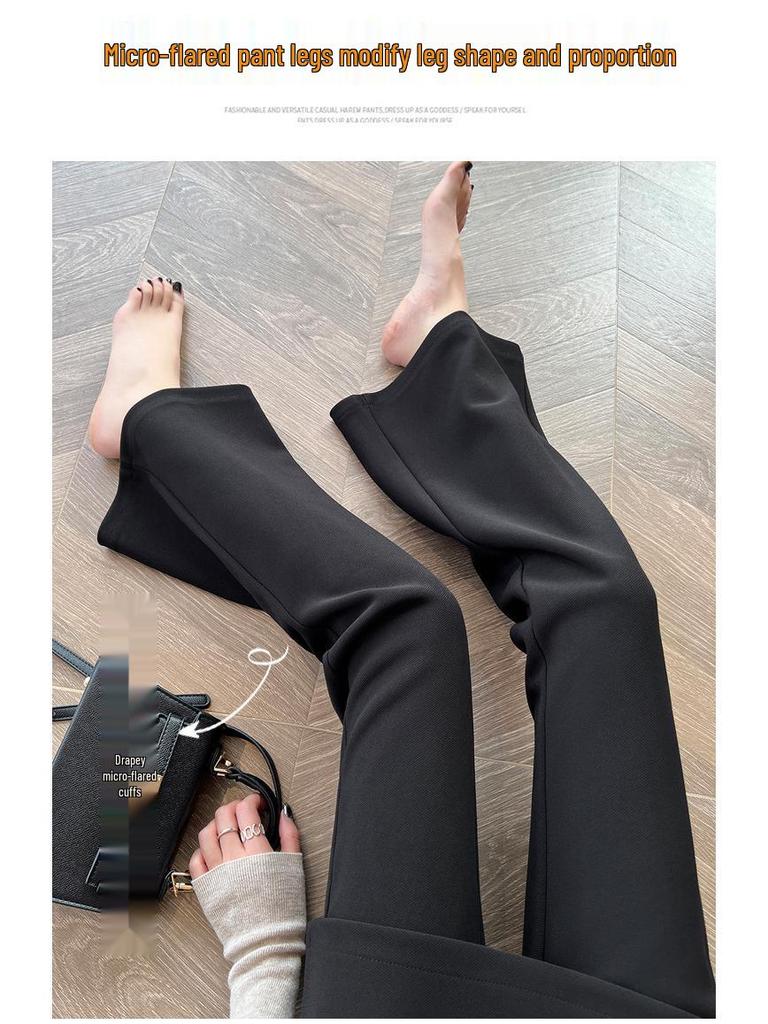Women's Faux Two-Piece Micro-Flare High-Waisted Slimming Horseshoe Pants - Spring/Summer 2026