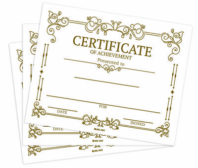 Inkdotpot Balení 25 kusů, Zlatý certifikát o absolvování, Osvědčení o ocenění pro studenty - 8x10