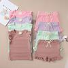 2025 Summer Children's Solid Color Short-Sleeved Cotton and Linen Two-Piece Set