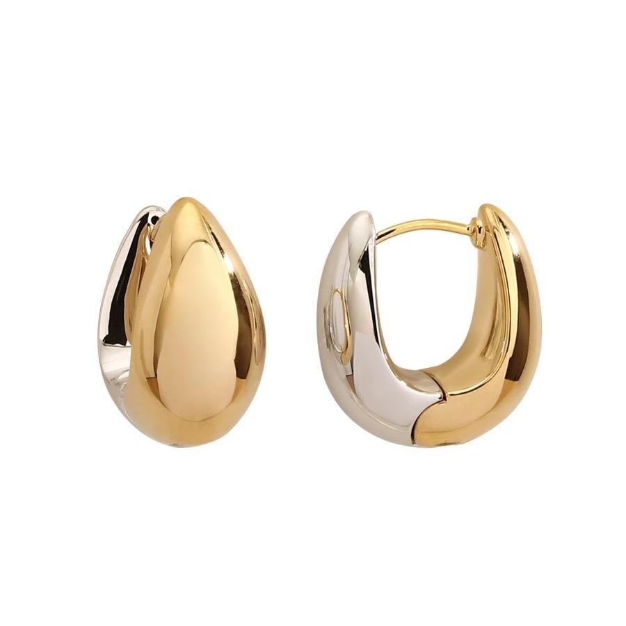 925 Sterling Silver Vintage Gold OVal Earrings For Women Trendy Earring Jewelry Prevent Allergy Party Accessories Gift