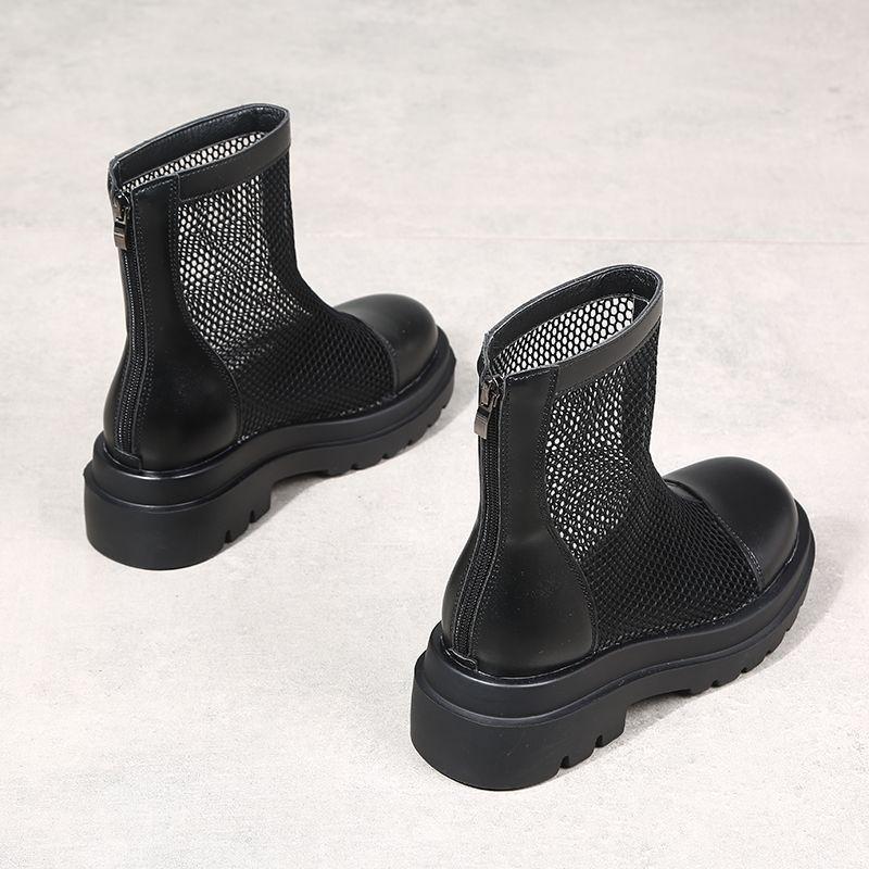 2025 short boots mesh hollow breathable boots versatile women's shoes small looking thin spring and autumn thick-soled cool boots Martin boots women