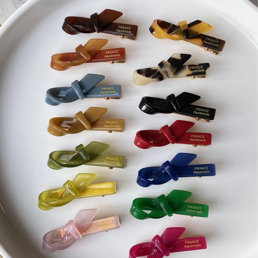 Korean-style Gold Label Small Acetate Bow Duckbill Hair Clip