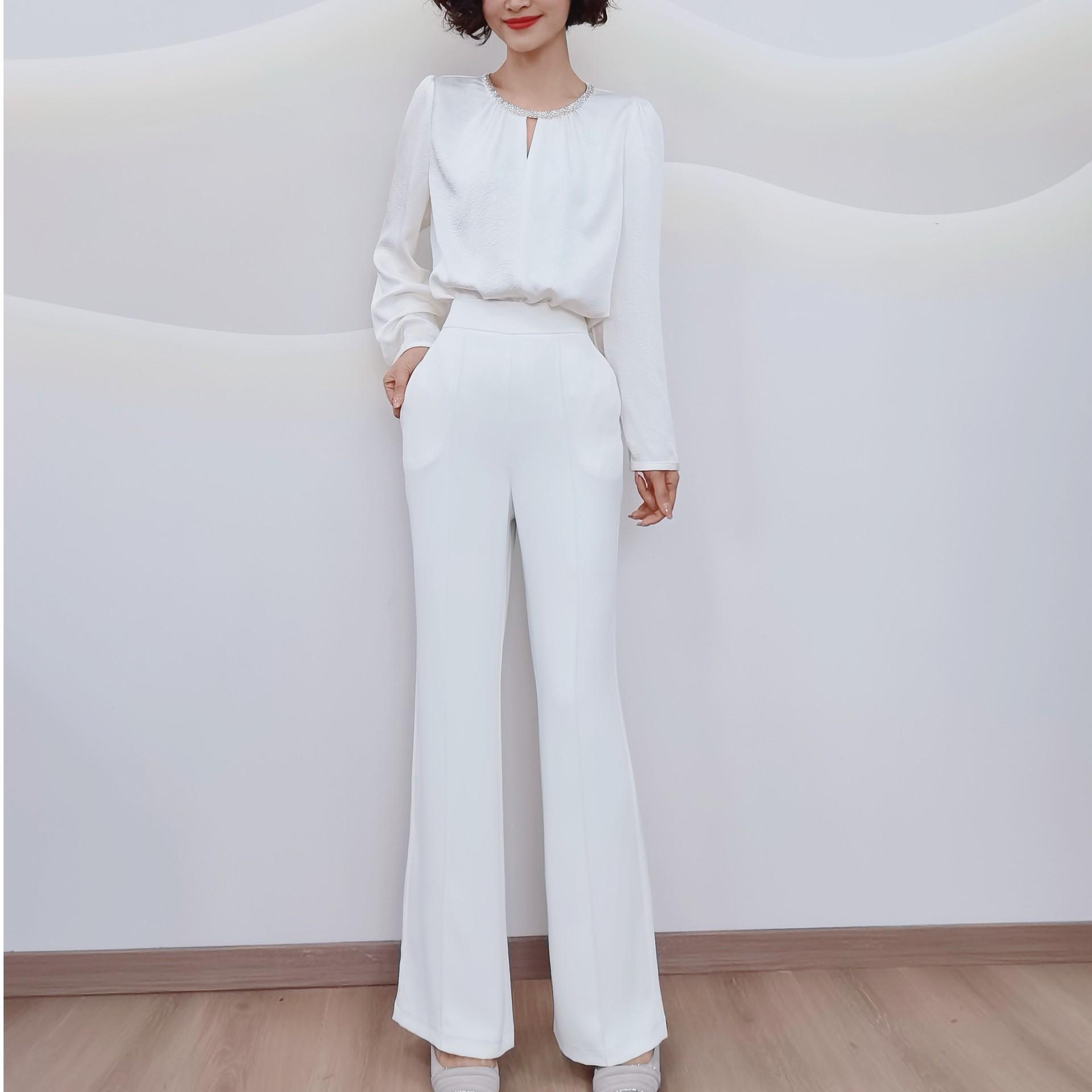 

K073 Versatile Wide-Leg High-Waisted Loose Pants - Spring/Summer Style [Possible Washable Stains] 2XL 64-70 kg белый