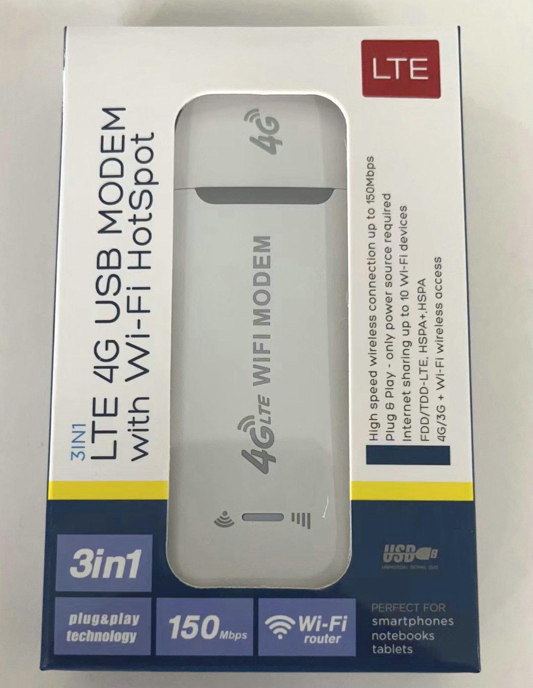 

Portable 4G SIM WiFi Router with 150Mbps Wireless Dongle білий