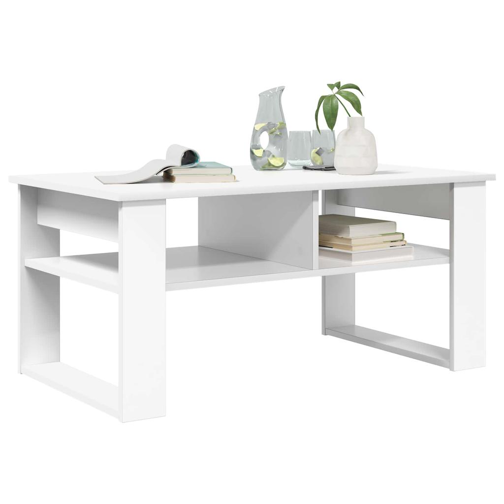 White Coffee Table with Storage 96 x 54 x 44 cm Particleboard