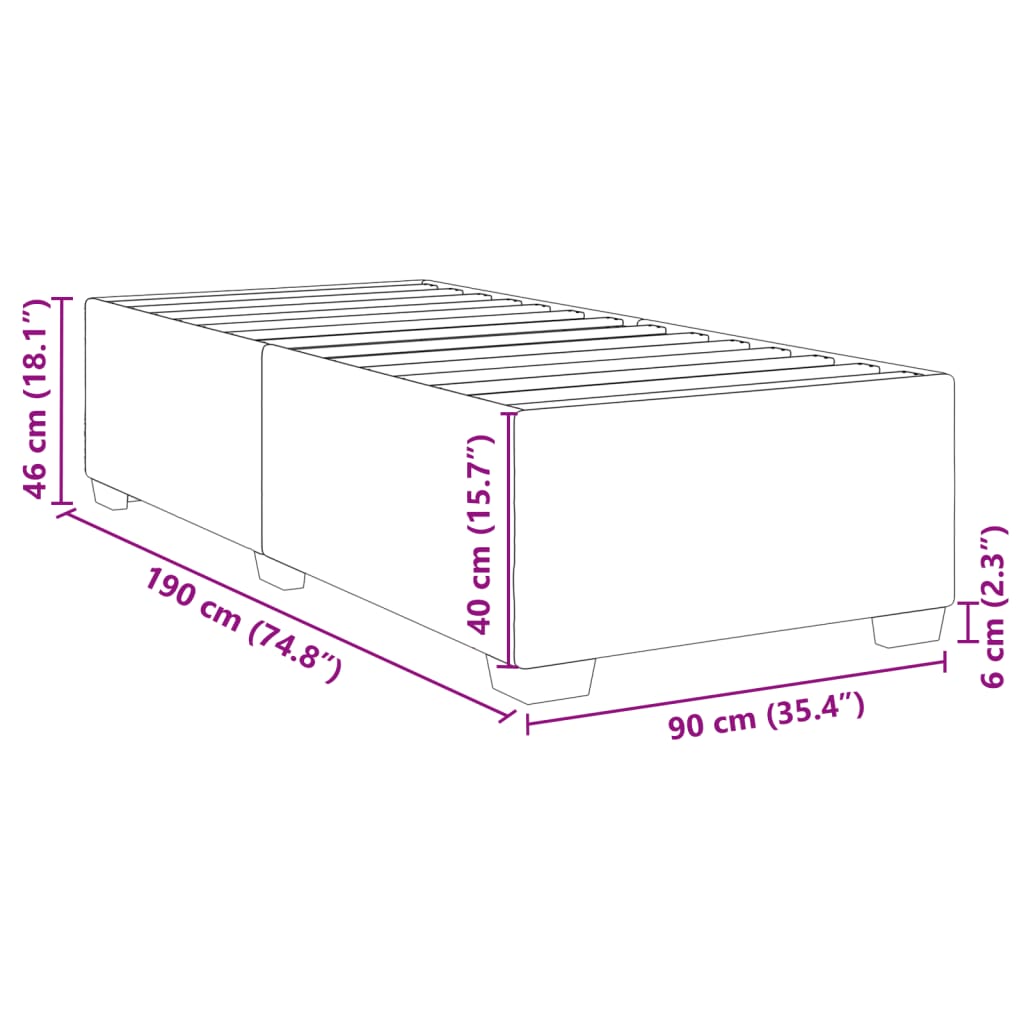 Bed Frame without Mattress Taupe 90 x 190 cm Fabric