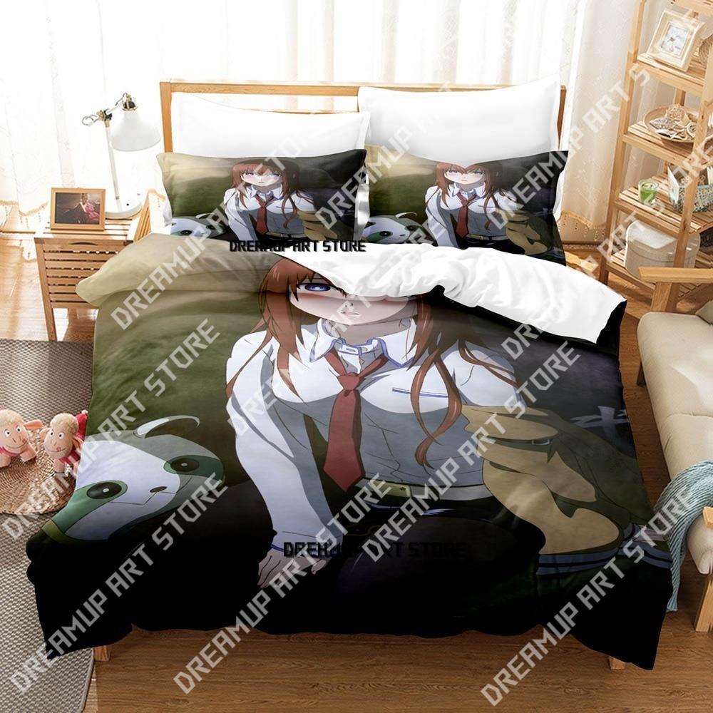 Anime Steins Gate Bedding Set Single Twin Full Queen King Size Bed Set Aldult Kid Bedroom 3D Anime Bed Sheet Set