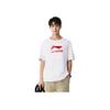 Li Ning Badminton Series Letter Logo Print Quick-Dry Cool Short Sleeve T-Shirt Unisex Tops Standard-White ATSU493-2