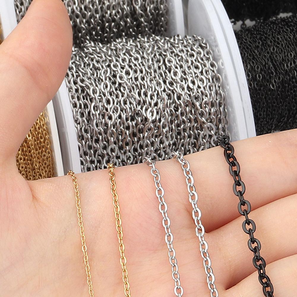 10yards/roll Stainless Steel Chains 1/1.5/2/2.5/3mm Twist Link Chain for Jewelry Making DIY Necklace Bracelet Supplies Wholesale