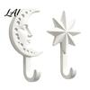 Home Wall Hanging Ornament 2Pcs 3D Printed Star and Moon Hooks Decorative Key Practical Hook Hangers Minimalist for Organization Entryway