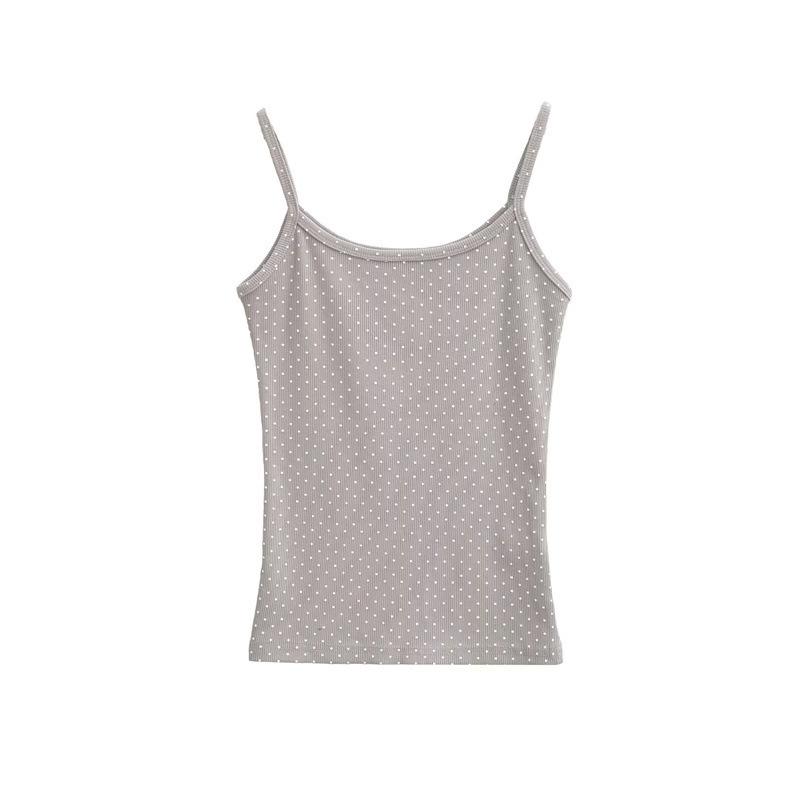 Stylish Elastic Polka Dot Slim-fit Sleeveless Camisole