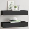 Vidaxl Wall Shelves with Drawer, 2 Pcs, Black, 60X23.5X10 Cm, Mdf