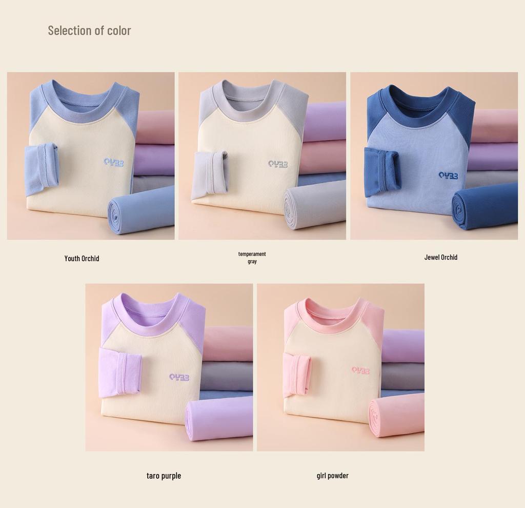 Children's Cattail Floss Pajama Set - Boys & Girls Long Johns for Autumn & Winter