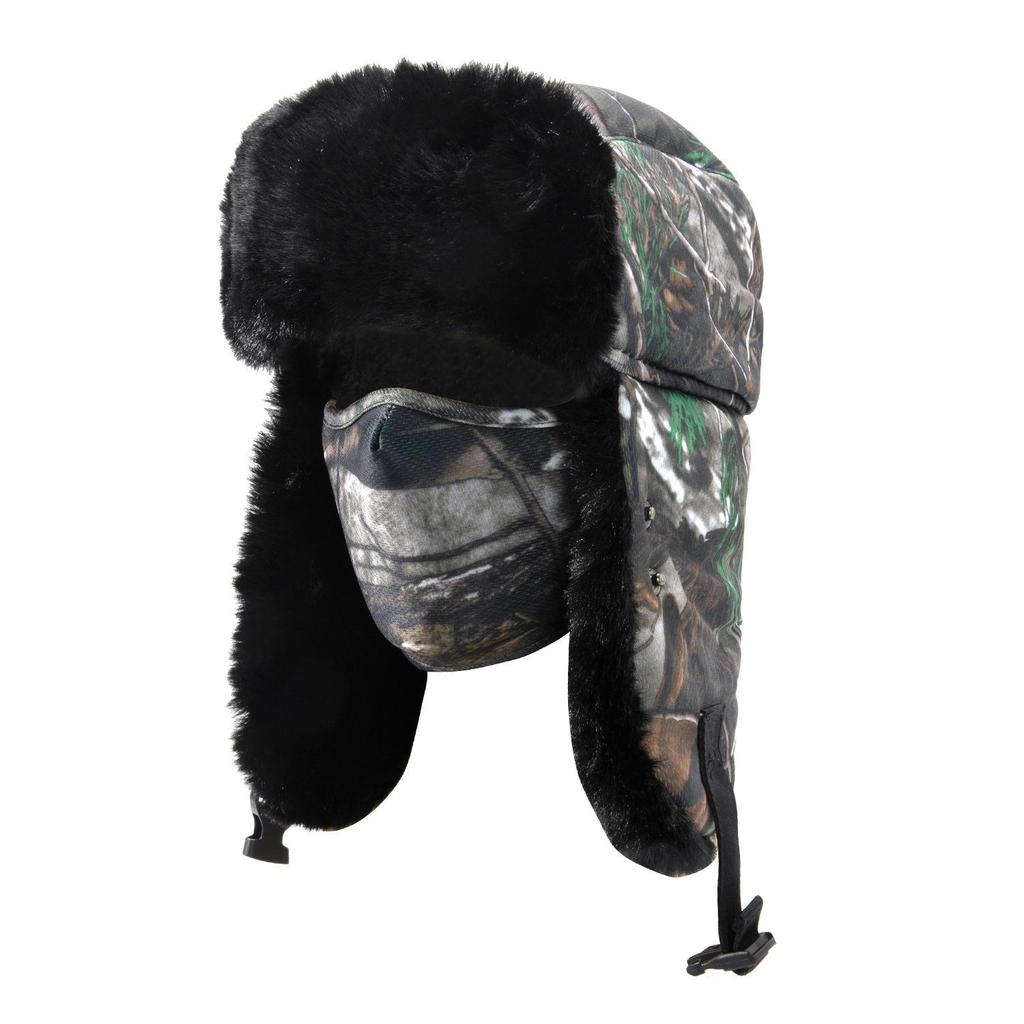Men's Winter Camouflage Plush Lei Feng Hat with Ear Protection - Windproof Pilot Motorcycle Cap