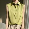 Sommer Damen Seidenhemd Ärmelloses T-Shirt Temperament Elegante Tops Westen