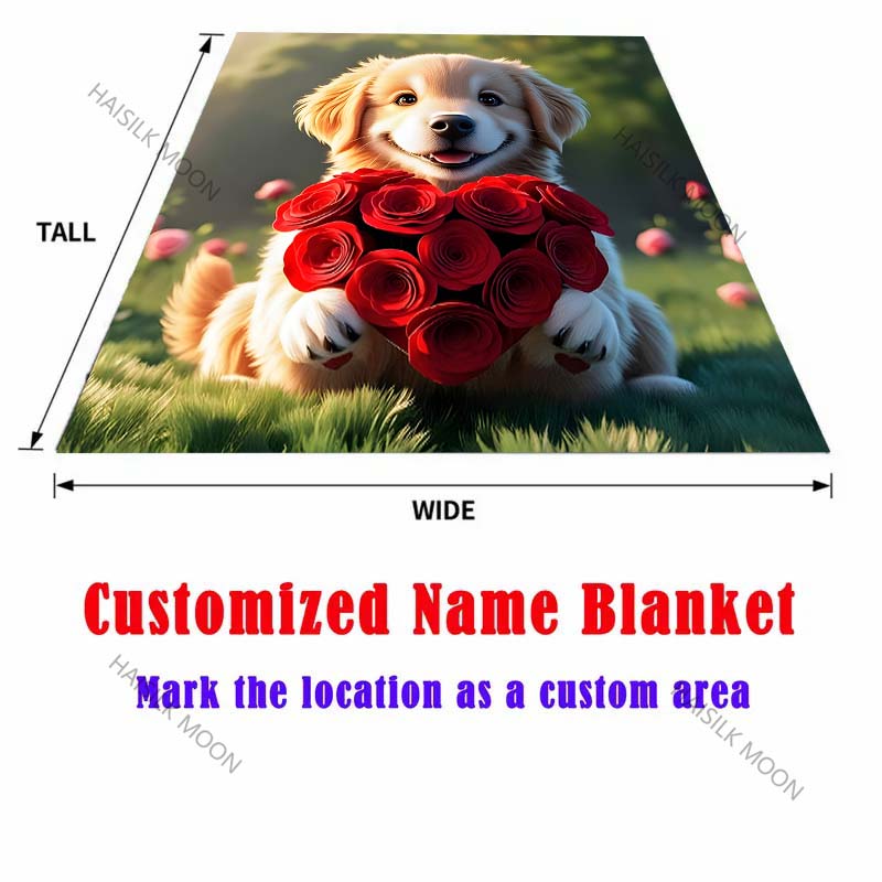 Puppy and Roses Print Blanket Warm Soft Fluffy Kids and Adults Sofa Bed Throw Blanket for Home Travel Camping Multi-Size