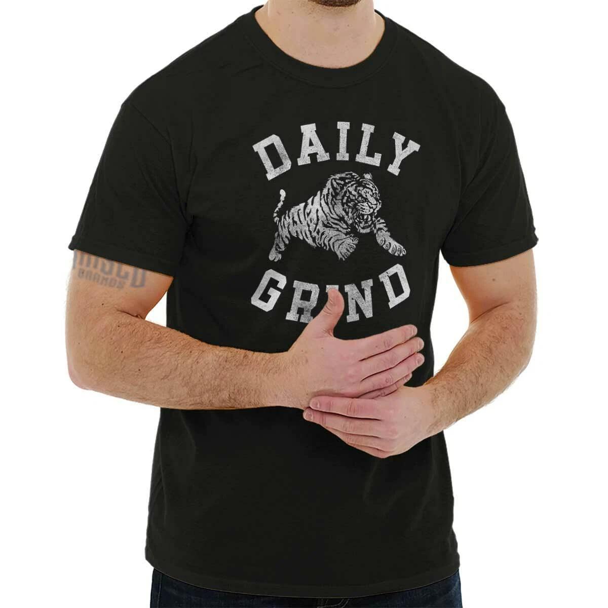 Daily Grind Hustle Gym Workout Motivation Womens or Mens Crewneck T Shirt Tee XXL