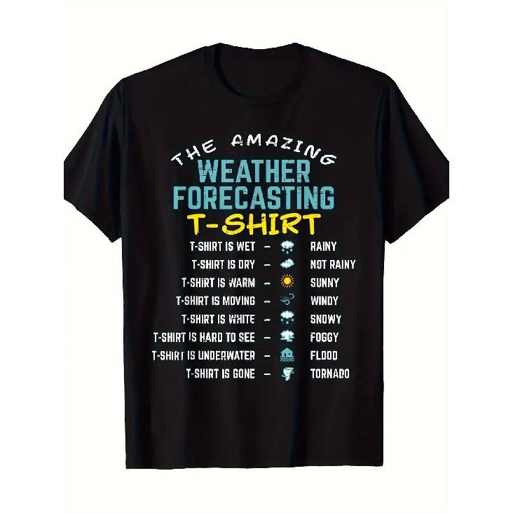 Men'S And Women'S Enchanted Weather Prediction T-Shirt - Relaxed Short Sleeve Top Featuring 7-Day Weekly Forecast Symbols (Monday to Sunday),