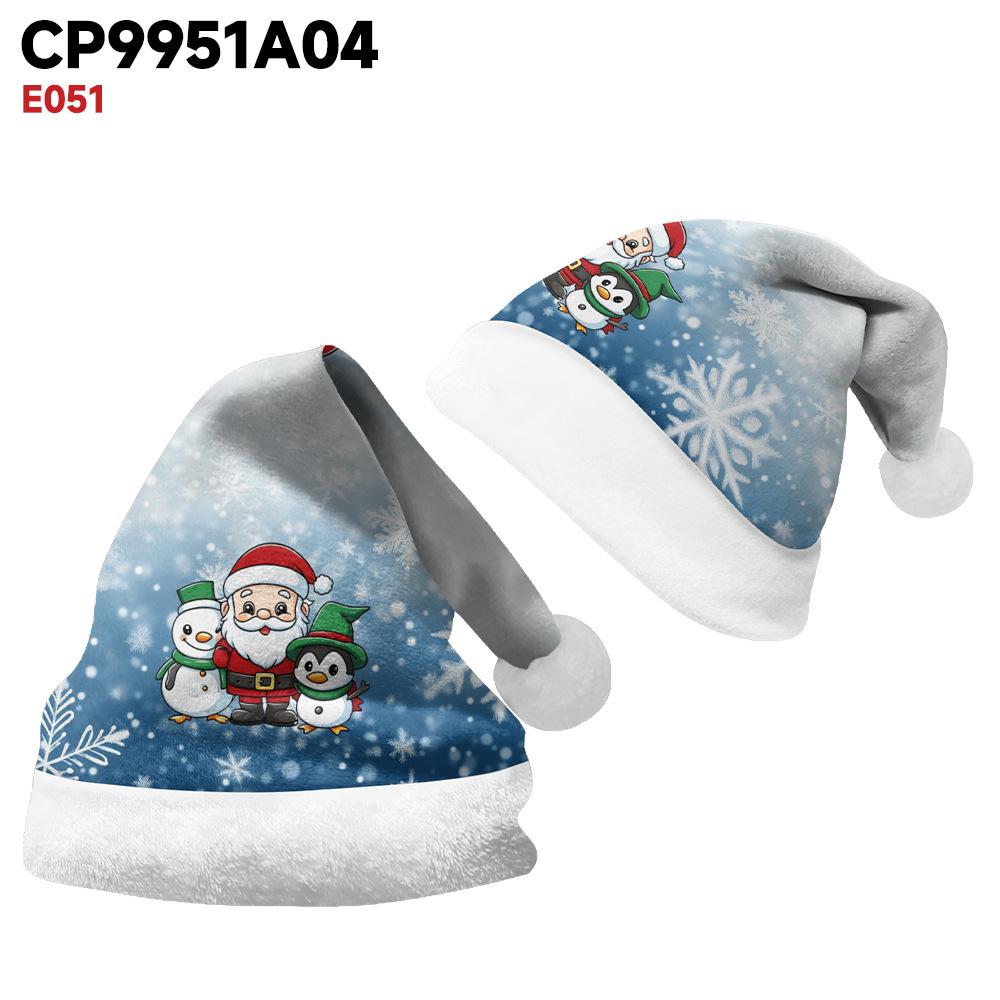 Czapka Świętego Mikołaja 2024: Dwustronny plusz z aksamitnym nadrukiem dla dorosłych i dzieci