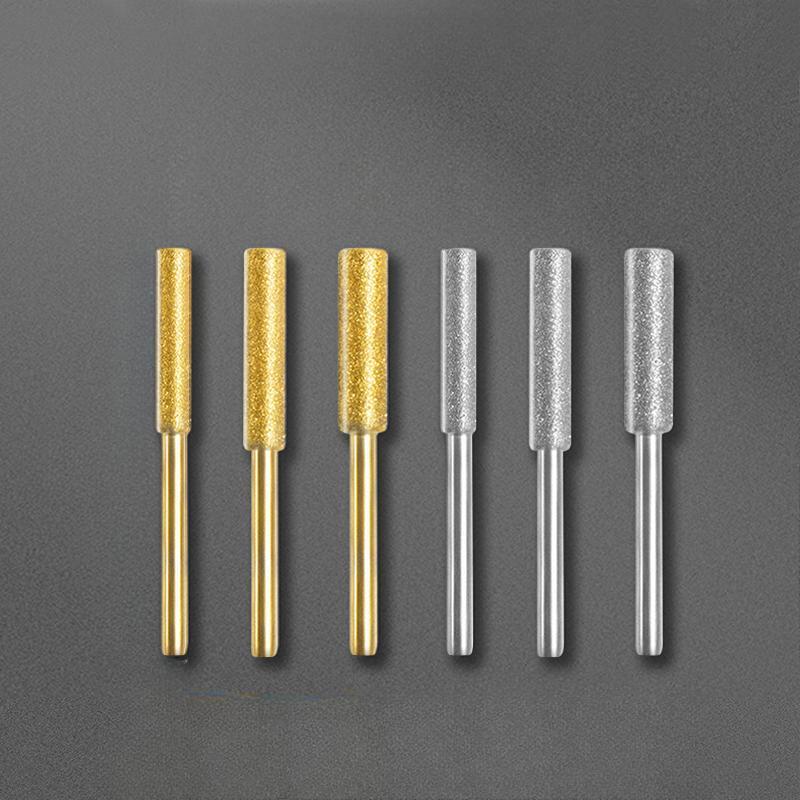 6Pcs/Set Diamond Coated Cylindrical Burr 4/4.8/5.5Mm Chain Saw Grinder Stone Resistant Chain Saw Grinding Carving Grinding Tools