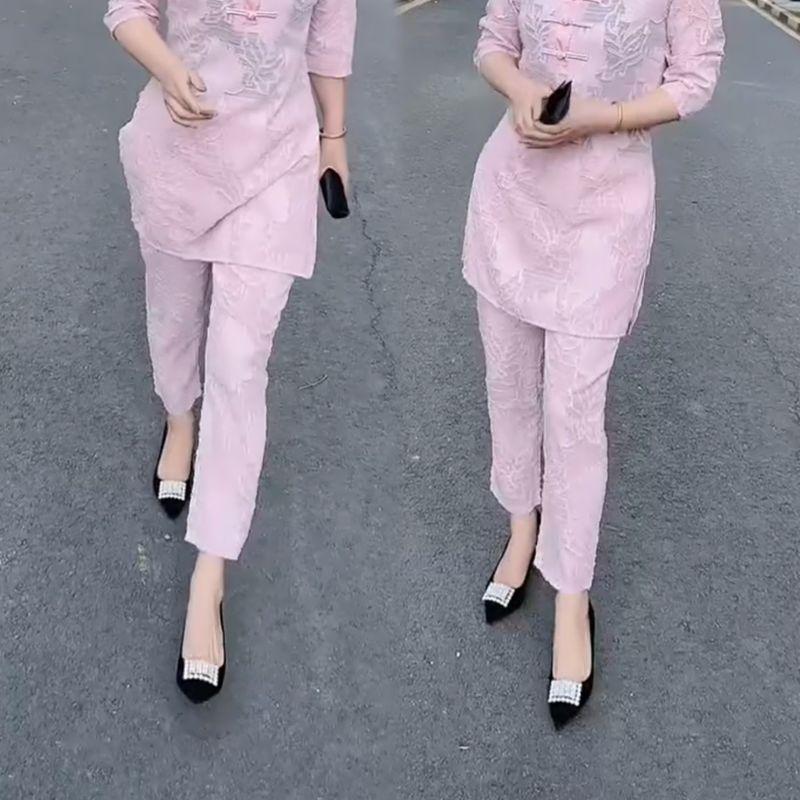 

Goods Summer New Arrival Thin Fashion Lace Cut Out Straight-Leg Pants Easiest for Match Slim Looking Air Conditioning Pants Cropped Pants Cool Pants Pink pants M