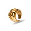 18k Gold Plated Stainless Steel Spiral Hammered Open Couple Rings