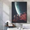 Vinatge Space Collage Night Sky Posters Canvas Painting Galaxy Moon Surrealism Wall Art Picture For Living Room Home Decoration