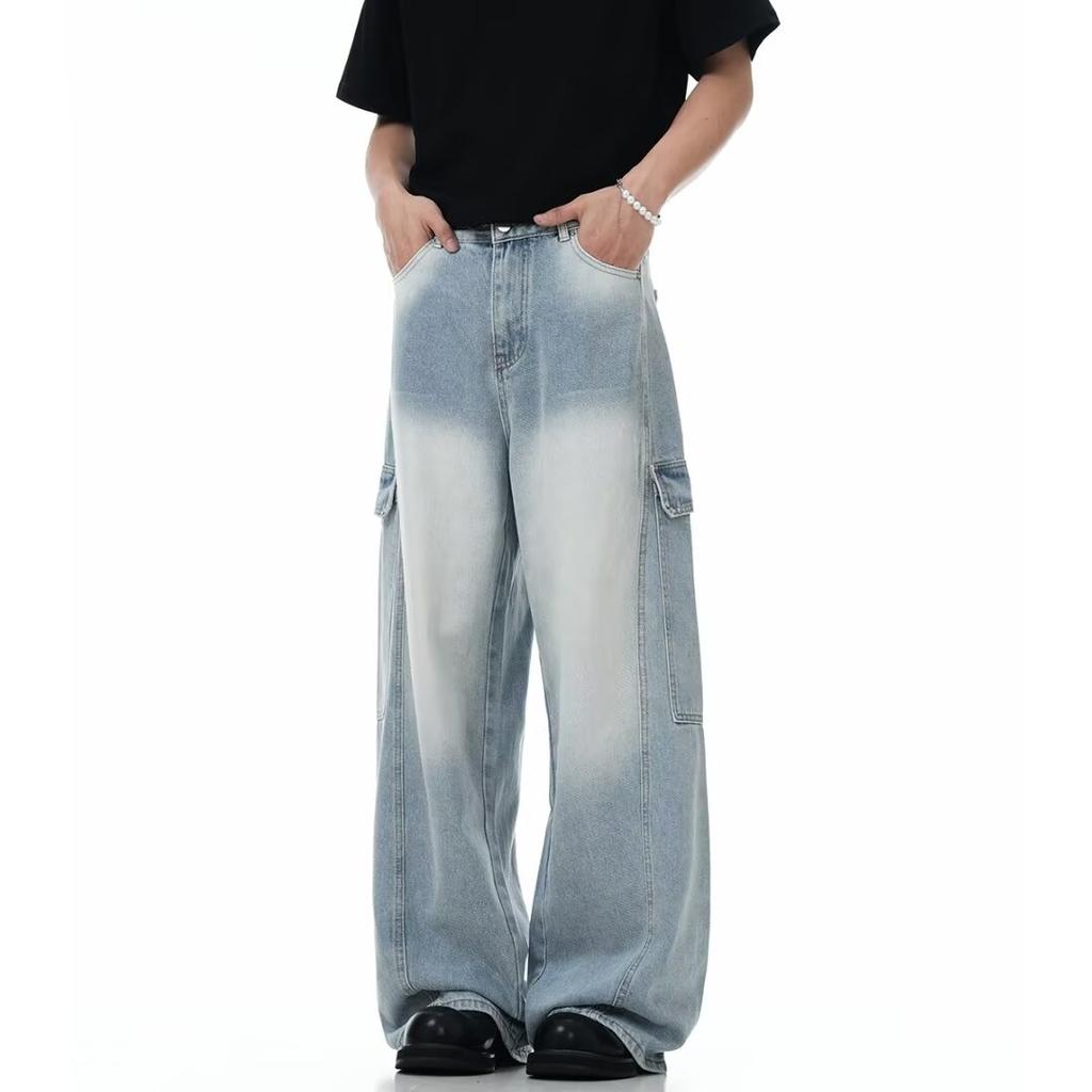 American High Street Jeans Men'S Autumn Trendy Brand Ins Loose Wide Leg Straight Leg Pants Micro Flared Pants
