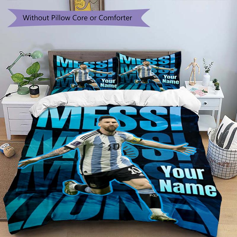 Messi Legend Custom Name Text Print 1Pc Bedding Set Duvet Cover With Two Pillowcases Soft Bed Linen For Household Bedroom
