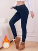 Women's Plus Size Lambswool Leggings - High Waist, Velvet-Lined, Abdomen Control, Warm for Autumn/Winter.