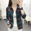 Women Shirt Long Sleeve All Match Single-breasted Casual Soft Dressing Up Polyester Plaid Print Women Shirt Top Female Clothing