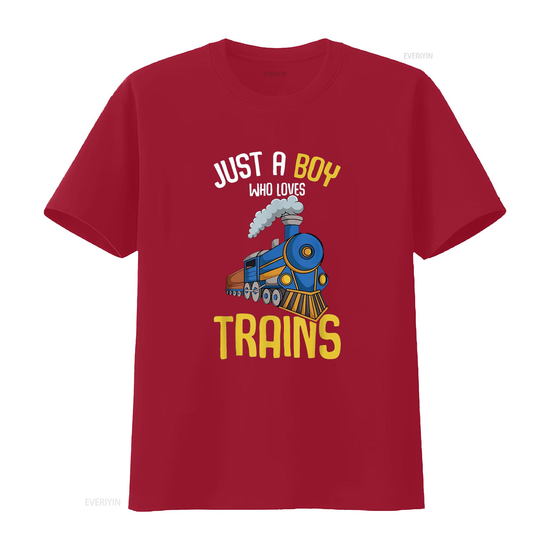 Just a Boy who loves Trains Locomotive Train Toddler Kids T Shirt vintage Washed Versatile Unisex Top For Everyday Wear S