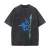 Dragon Symbol Fantasy Inspired Graphic Art Casual Washed Distressed T Shirt Vintage Minimal Short Sleeve Top