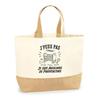 Tote Bag - PLANETEE - I Can't Minimalist - Heavy Cotton 18 L - Jute Bottom - Beige 48×37×13 Cm