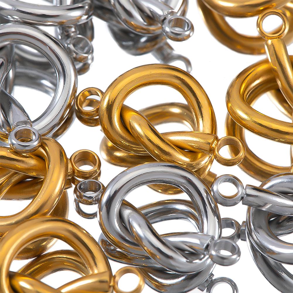 No Fade 5pcs Stainless Steel Twist Knot Connectors Double Hole Charms Pendants For DIY Handmade Bracelet Necklace Jewelry Making