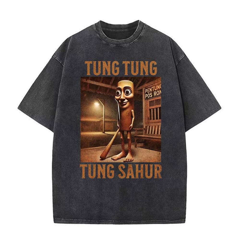 T-shirts Meme Chat Drôle de Survivant de la Circoncision pour Mode Unisexe Hip Hop Vintage T-shirt Vintage Lavé Pur Coton T-shirts Unisexes