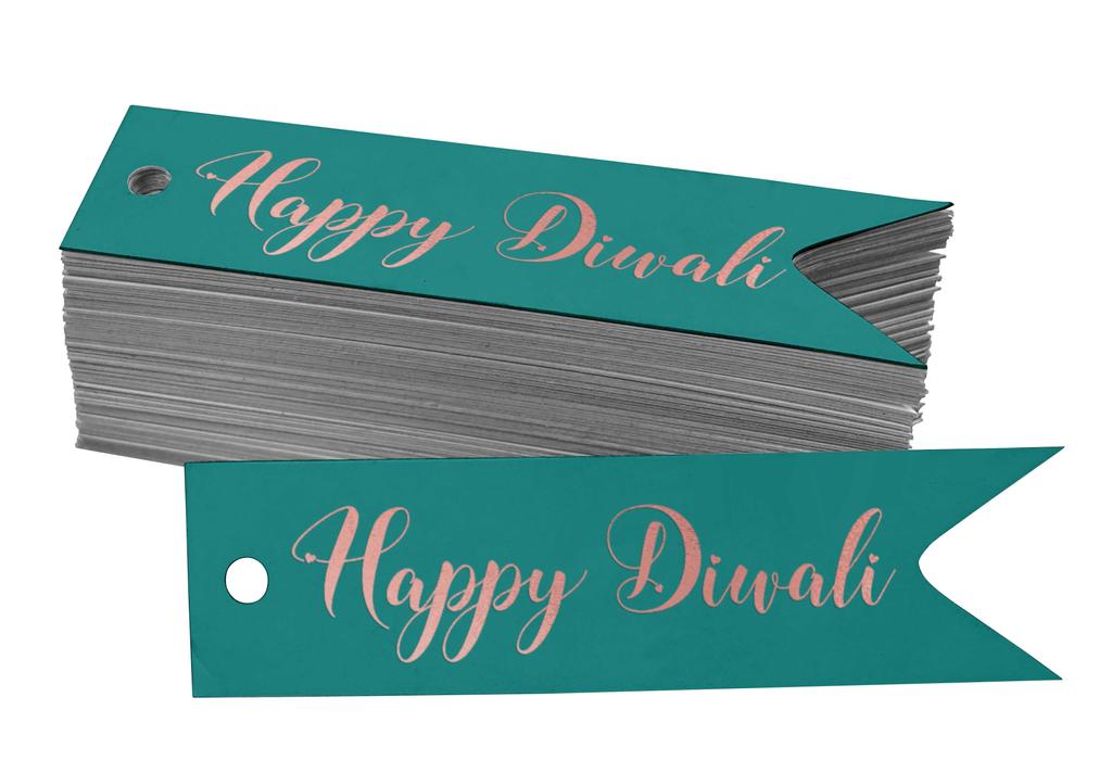 Inkdotpot Pack Of 100 Happy Diwali Favor Paper Tags Craft Real Gold Foil Hang
