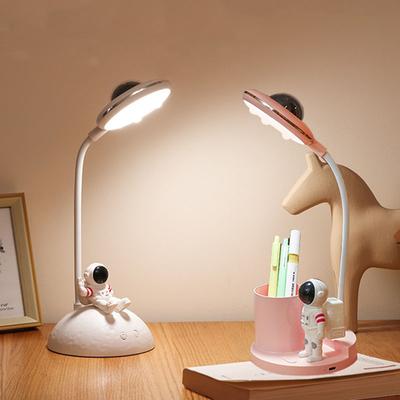 Cartoon Astronaut Mini Desk Lamp Desktop with Pen Holder Adjustable LED Reading Desk Lamp Cute Student Eye Protection Bedside Table Lamp New Year Gift