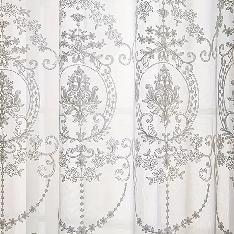 White Lace Curtain Semi Sheer Punch Embroidered Hanging Basket Bedroom Living Room Balcony