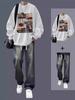 Men's Trendy Autumn/Winter Sweatshirt & Jeans Two-Piece Set for Teen Students