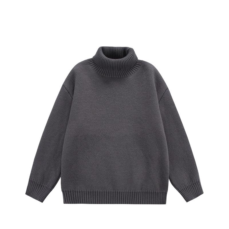 Turtleneck sweater for men in autumn and winter, large size velvet bottoming shirt, trendy inner wear, Hong Kong style loose knitted sweater