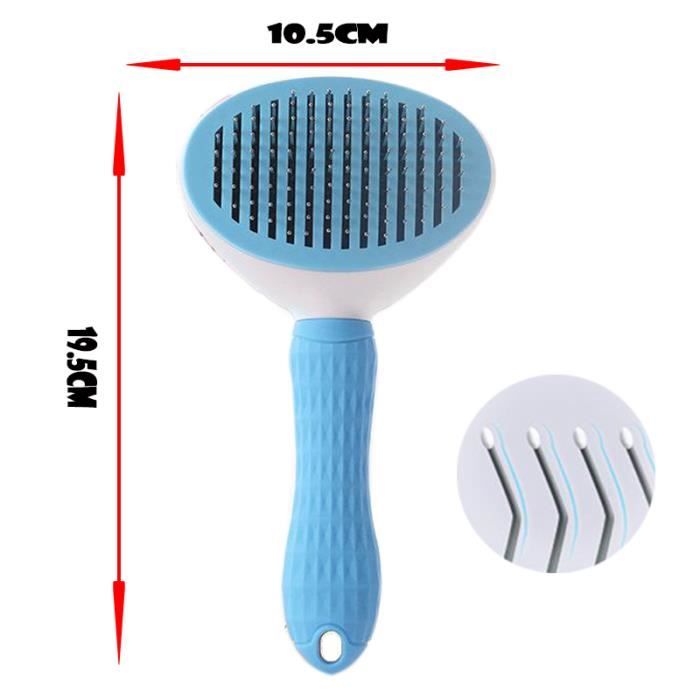 Brosse de Toilettage - LEOCLOTHO - Autonettoyante - Pour Chien et Chat - Poils Longs et Courts - Bleu et Blanc