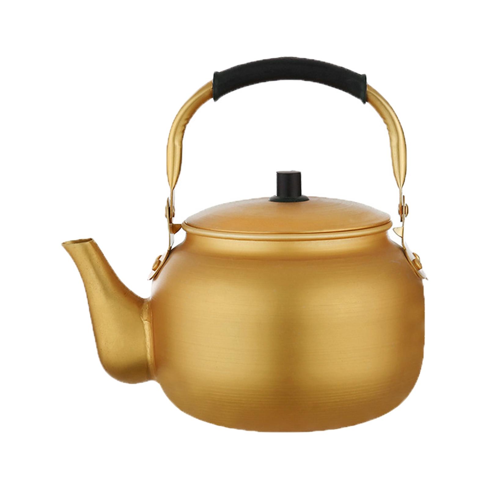 Gold Water Kettle Stovetop Tea Pot Ergonomic Handle Coffee Pot Multifunction Tea Kettle Gas Stove Kettle for Hiking Kitchen