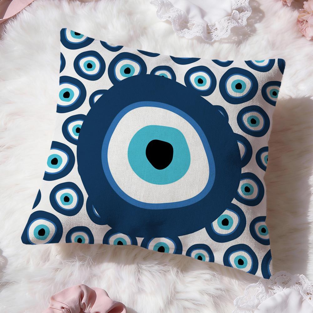 Art Evil Eye Symbol Cushion Cover Premium Comfort Reversible Pillow Cove -Two in One Design for Any Room & Car Interior