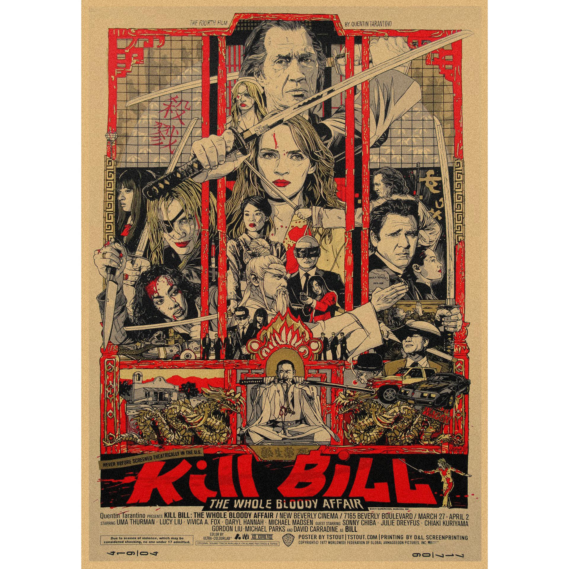 

Retro Kill Bill Movie Poster - Quentin Tarantino Wall Art for Bar/Cafe Decoration 29.7X42cm (A3 size)