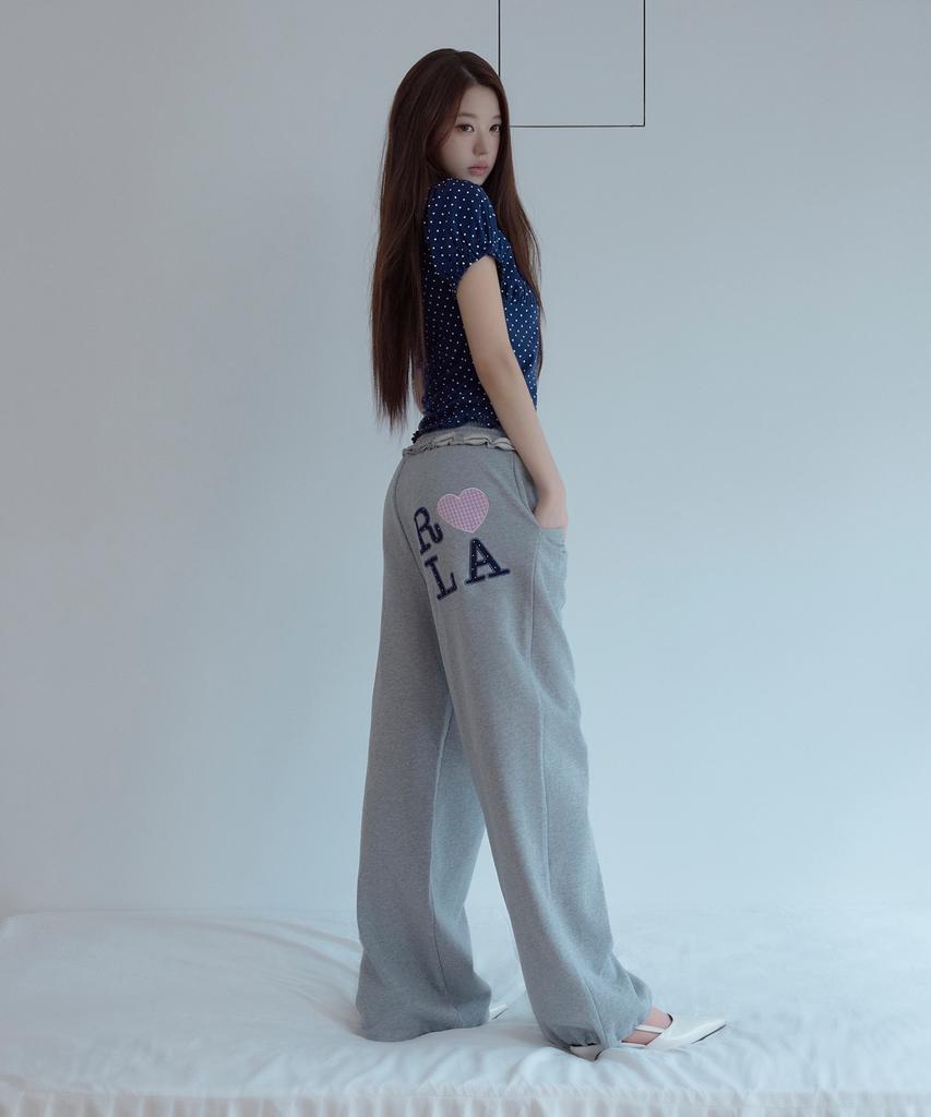ROLAROLA I Love Rola Patchwork Sweat Pants Gray